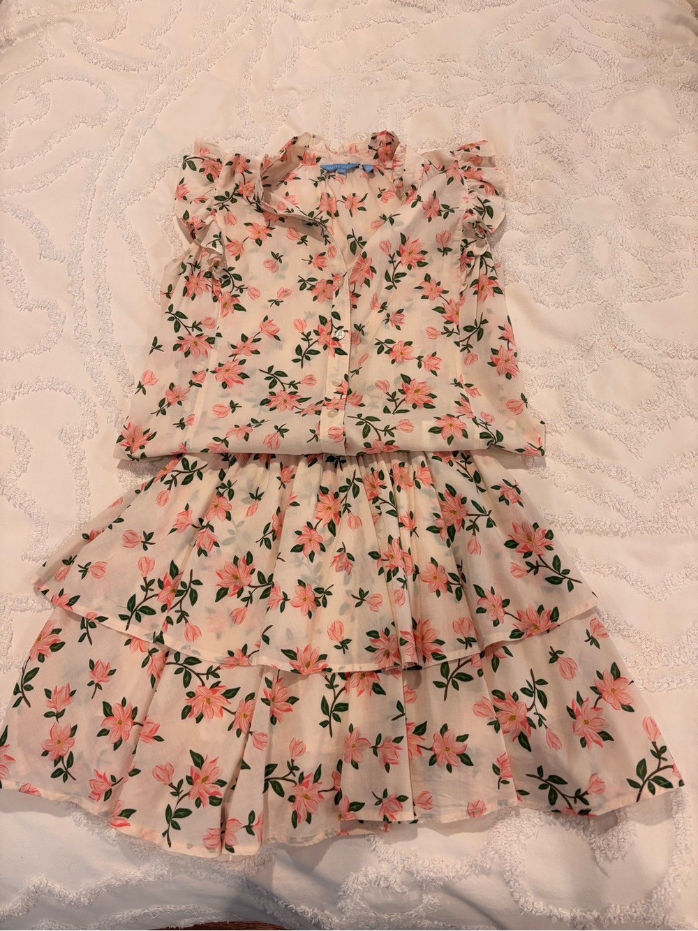 Draper James Cream Dress with Pink Floral Print